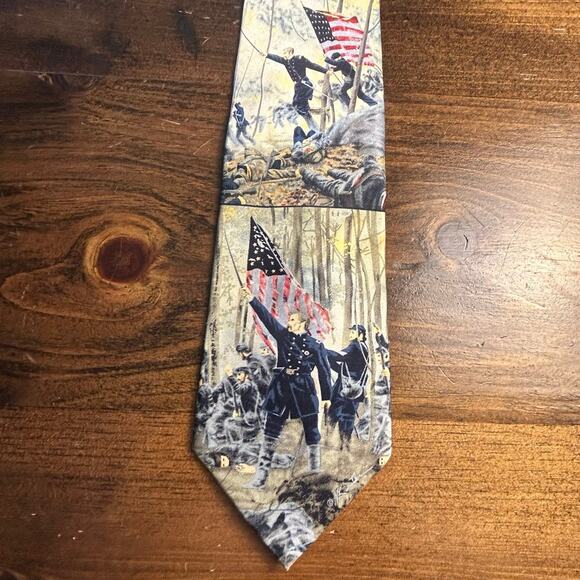 The Saturday Evening Post Vintage Civil War Men's Neck Tie Silk Handmade Art - Picture 3 of 9